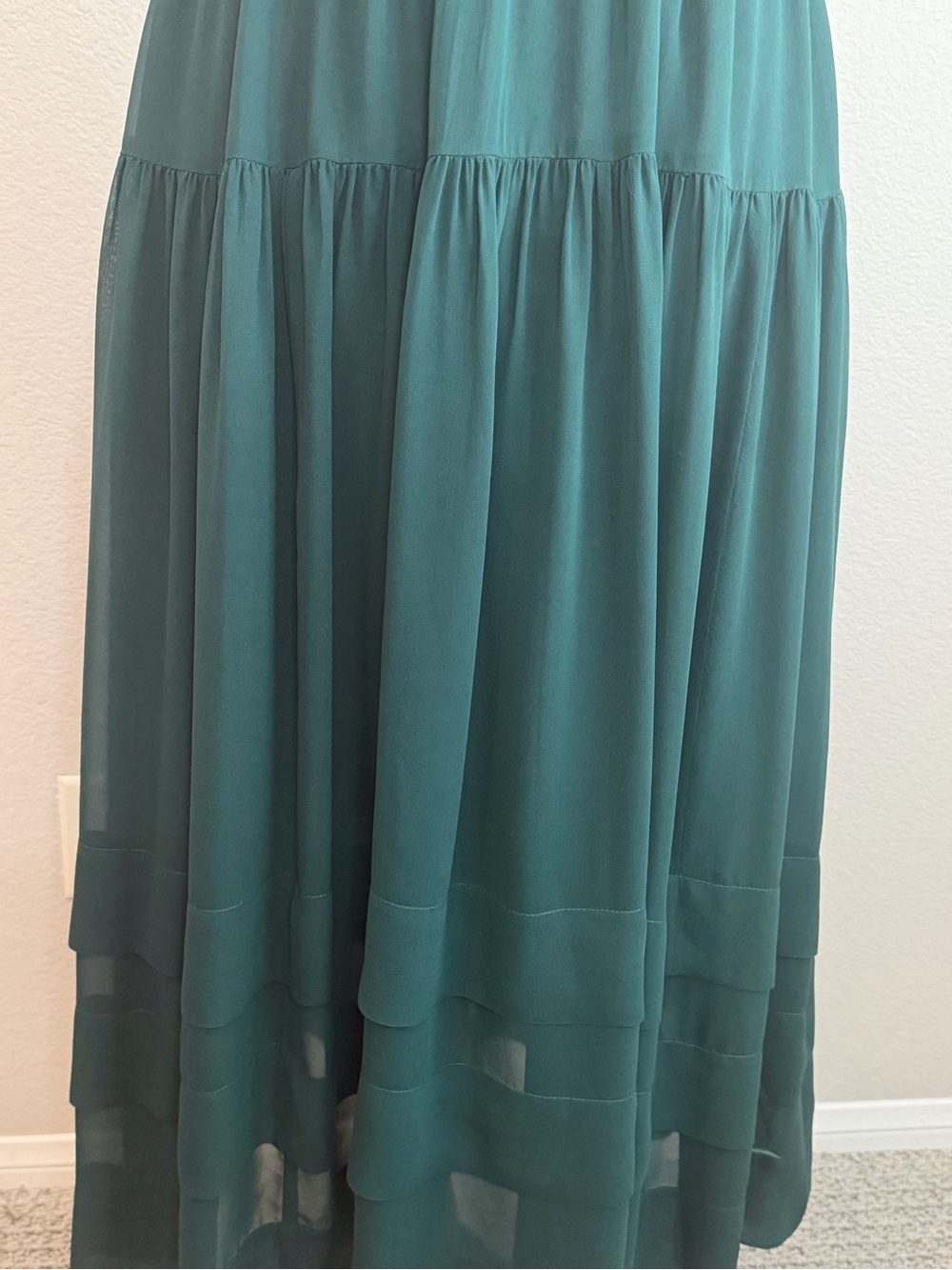Ulla Johnson Maya Silk Chiffon Everglade Halter Midi Dress Smocked Waist | 4 - Picture 5 of 8